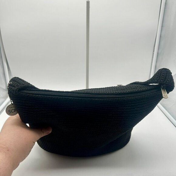 The Sak Woven Shoulder Bag Black Classic Pockets Minimalist Classic Lagenlook - Picture 11 of 12